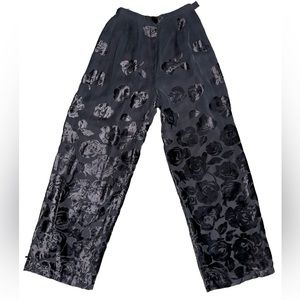 Vintage Rickie Freeman Teri Jon Black Roses Velour Pants All Over Size 10